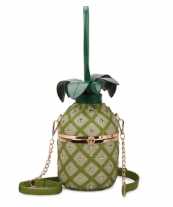 Pineapple Shaped Crossbody Bag A9355 GREEN/